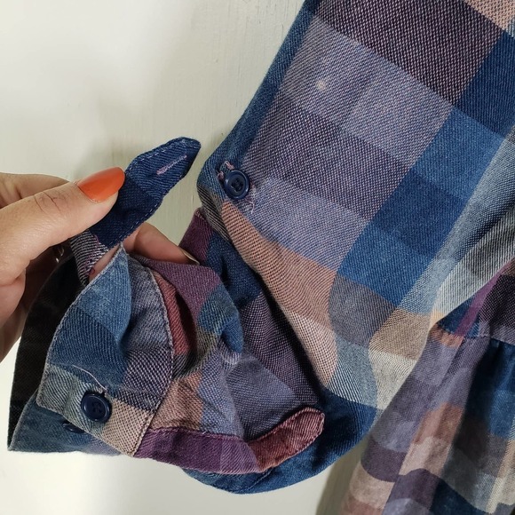 Serengeti Pastel Check Maxi Dress XL Button Front Cottage Core Prairie - Picture 7 of 14